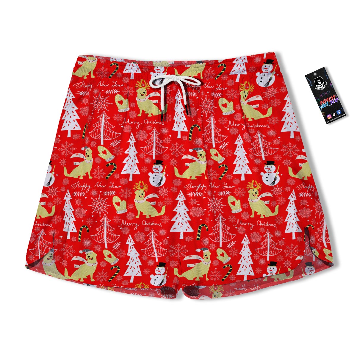 Labrador Retriever Snowman Print Pattern Men's Running Shorts-grizzshop
