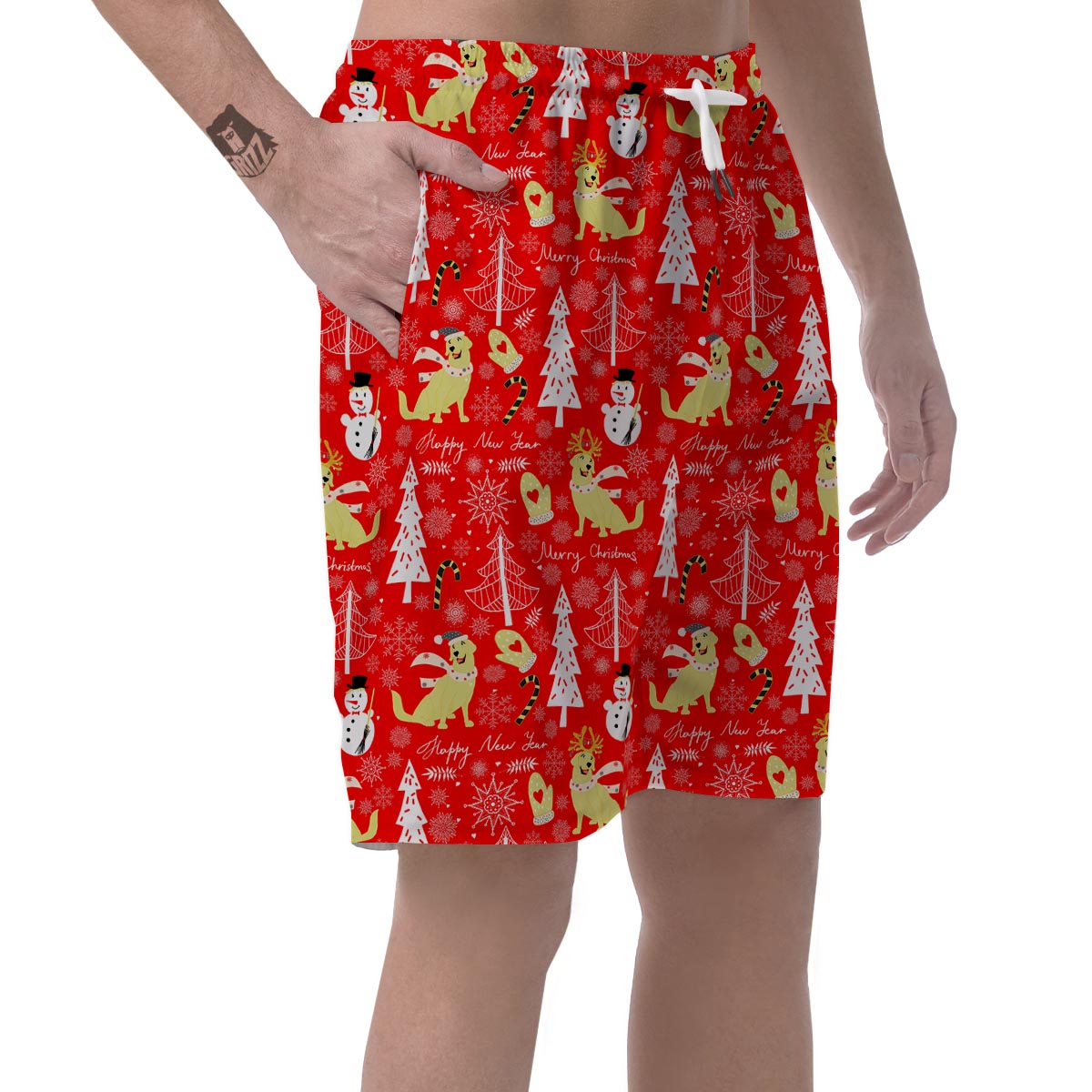 Labrador Retriever Snowman Print Pattern Men's Shorts-grizzshop