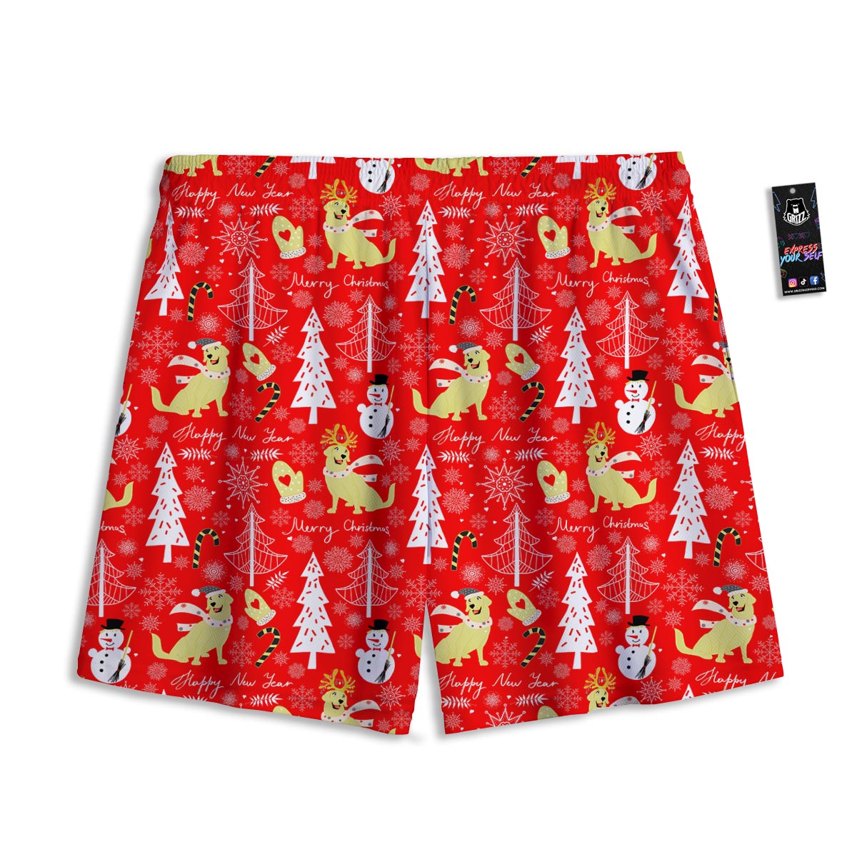 Labrador Retriever Snowman Print Pattern Mesh Shorts
