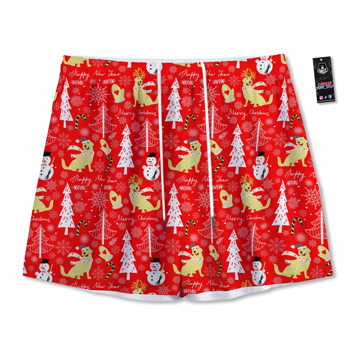 Labrador Retriever Snowman Print Pattern Mesh Shorts