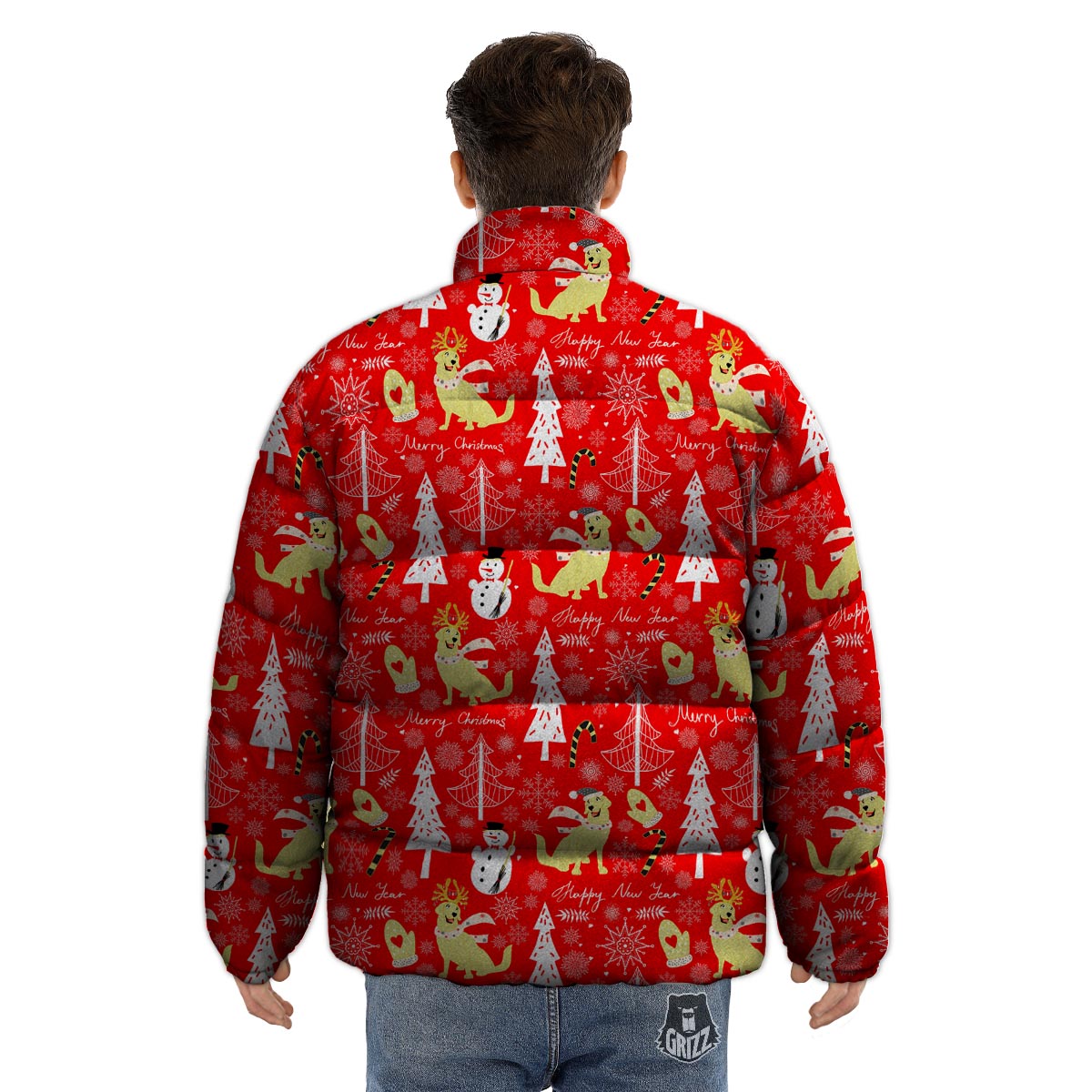 Labrador Retriever Snowman Print Pattern Puffer Jacket-grizzshop