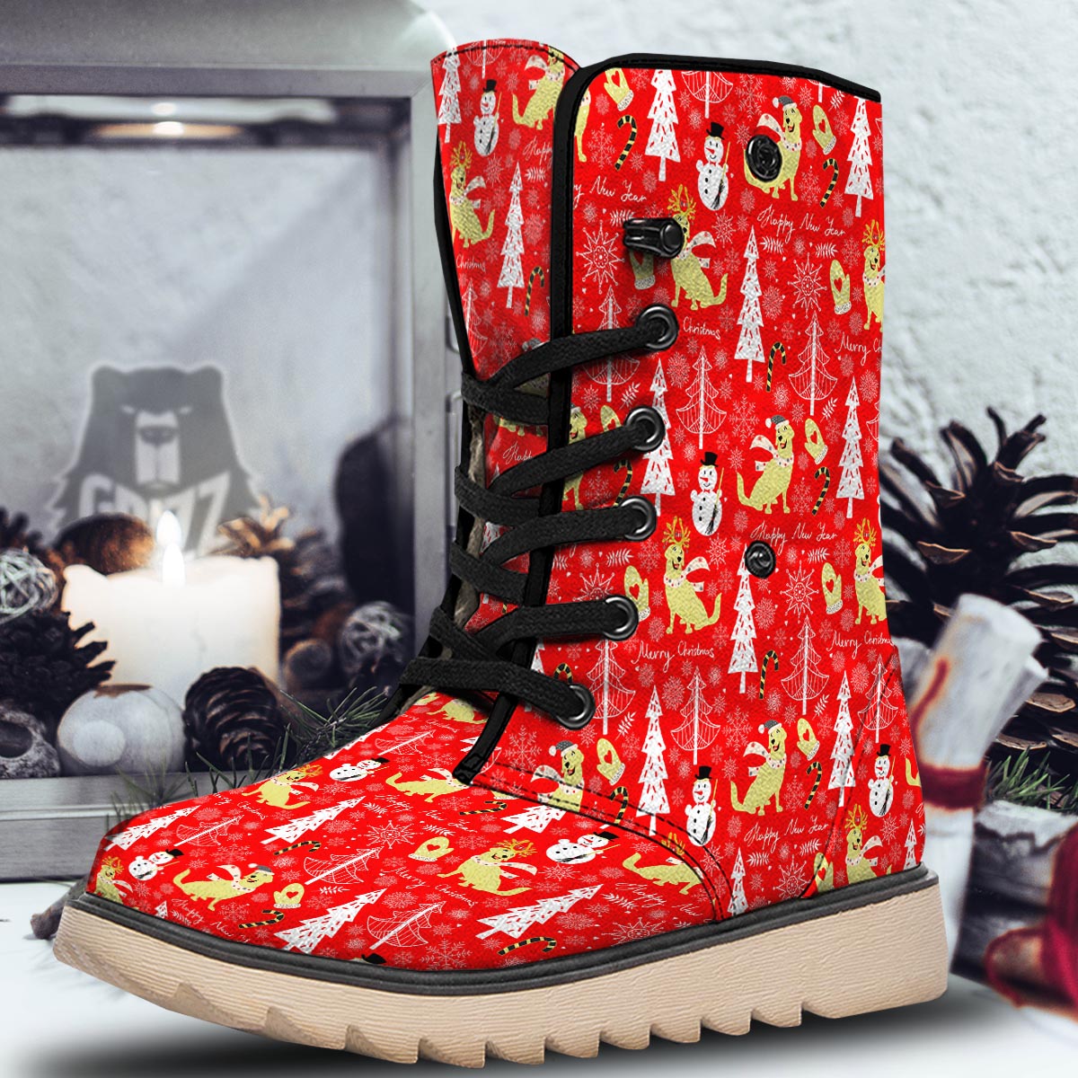 Labrador Retriever Snowman Print Pattern Snow Boots-grizzshop