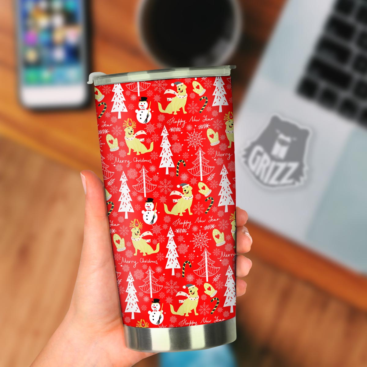 Labrador Retriever Snowman Print Pattern Tumbler-grizzshop