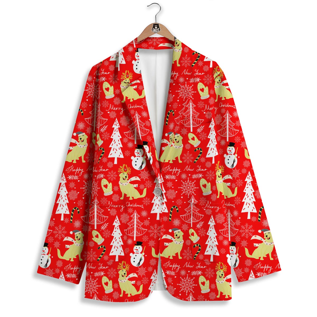 Labrador Retriever Snowman Print Pattern Women's Blazer-grizzshop