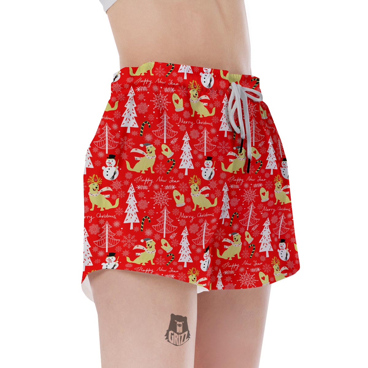 Labrador Retriever Snowman Print Pattern Women's Shorts-grizzshop