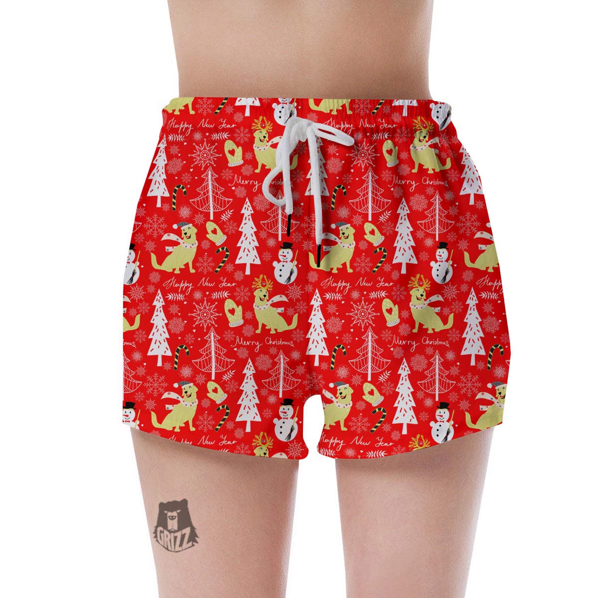 Labrador Retriever Snowman Print Pattern Women's Shorts-grizzshop