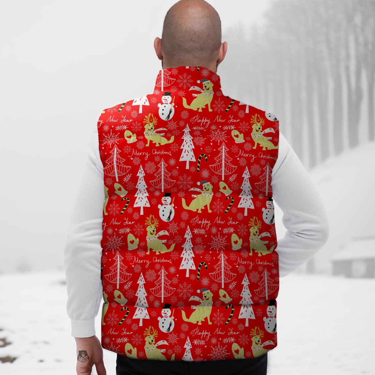 Labrador Retriever Snowman Print Pattern Down Vest