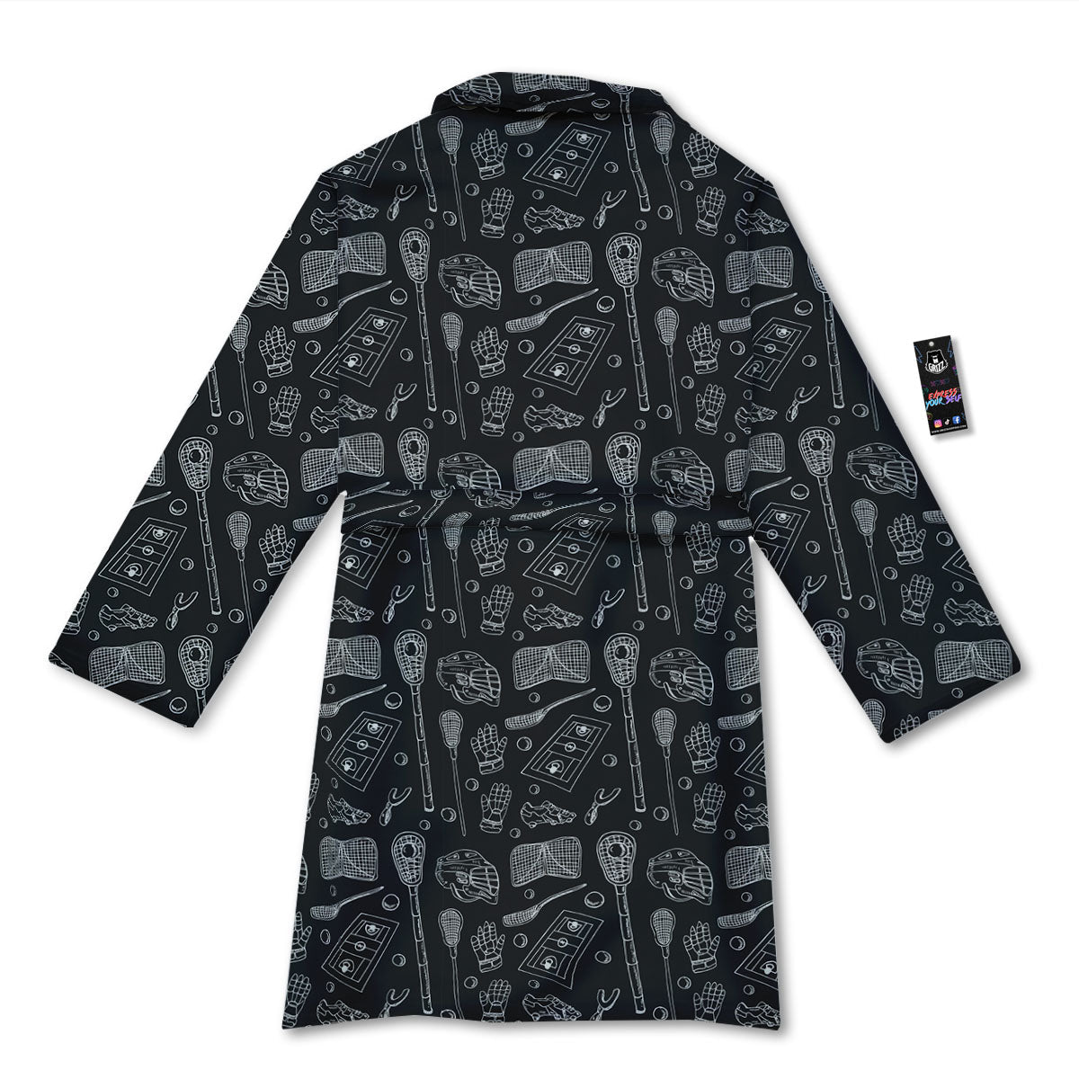 Lacrosse Doodle Print Pattern Bathrobe-grizzshop
