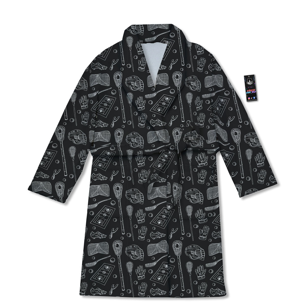 Lacrosse Doodle Print Pattern Bathrobe-grizzshop