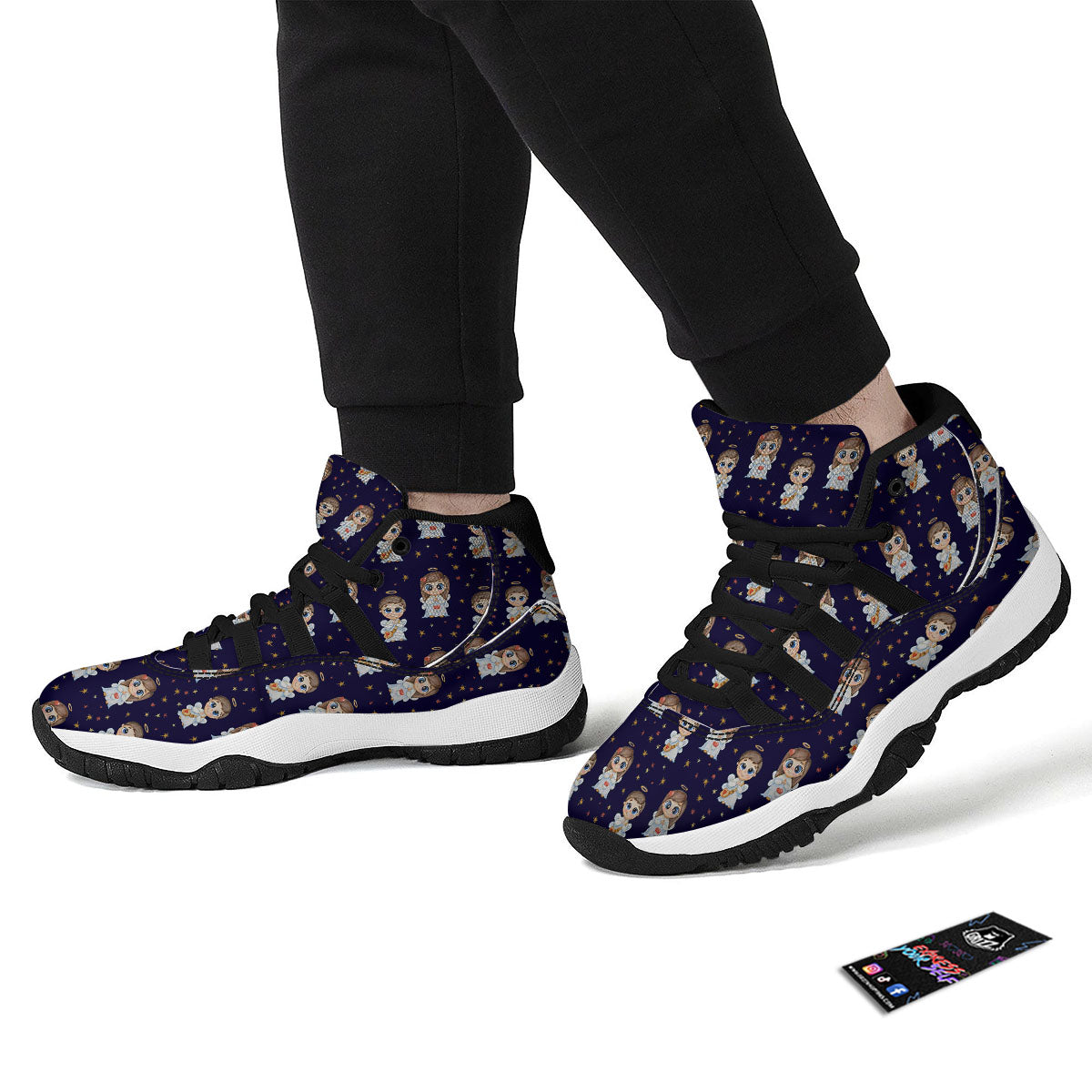 Lacrosse Doodle Print Pattern Black Bball Shoes-grizzshop