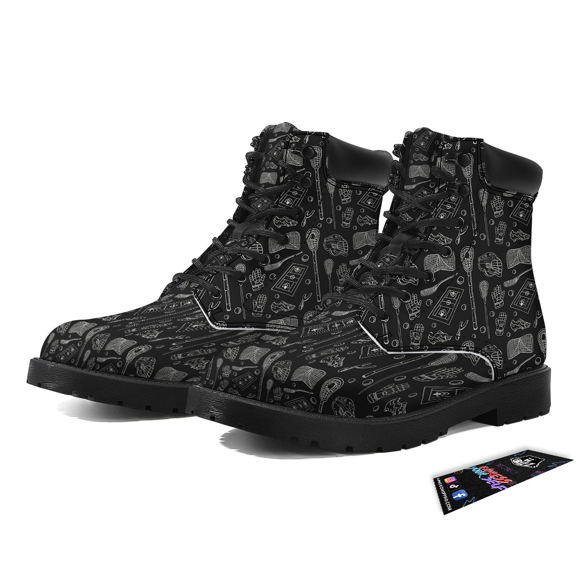 Lacrosse Doodle Print Pattern Boots-grizzshop