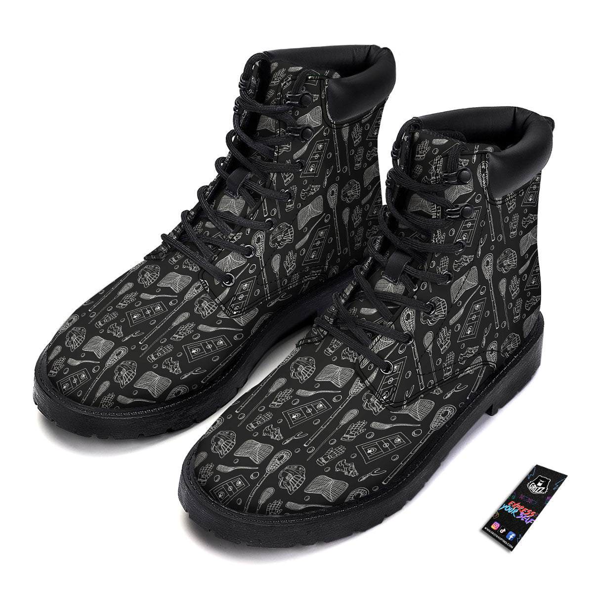 Lacrosse Doodle Print Pattern Boots-grizzshop