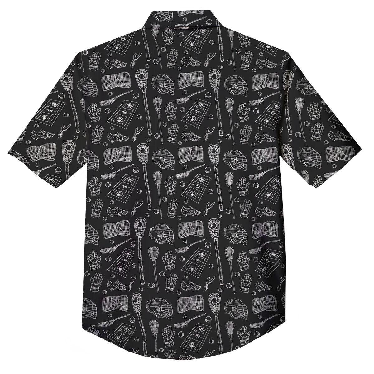 Lacrosse Doodle Print Pattern Button Up Shirt-grizzshop