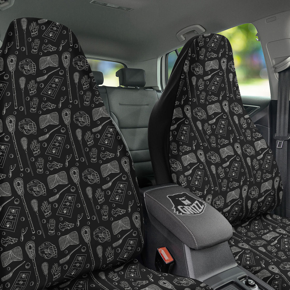 Lacrosse Doodle Print Pattern Car Seat Covers-grizzshop