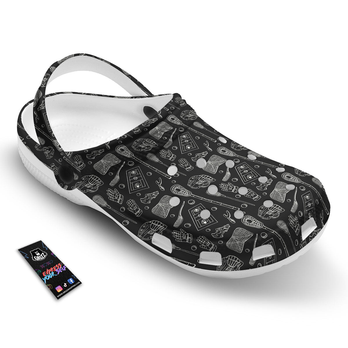 Lacrosse Doodle Print Pattern Clog-grizzshop