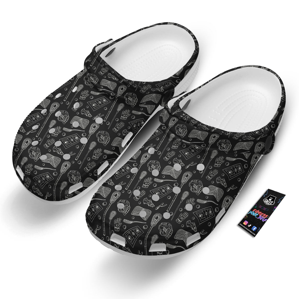 Lacrosse Doodle Print Pattern Clog-grizzshop