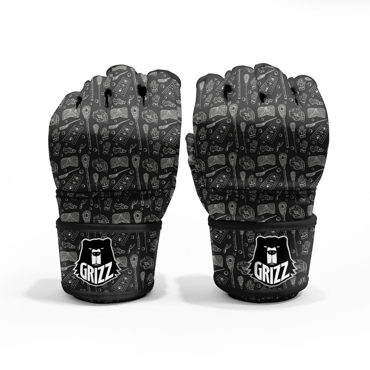 Lacrosse Doodle Print Pattern MMA Gloves-grizzshop