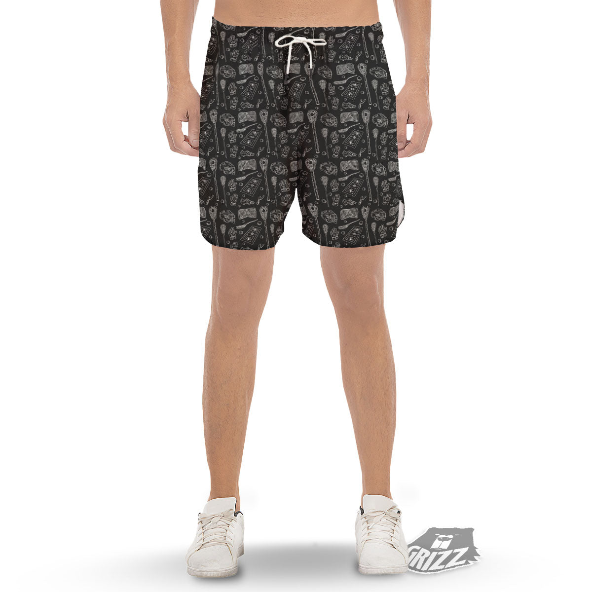 Lacrosse Doodle Print Pattern Men's Gym Shorts-grizzshop