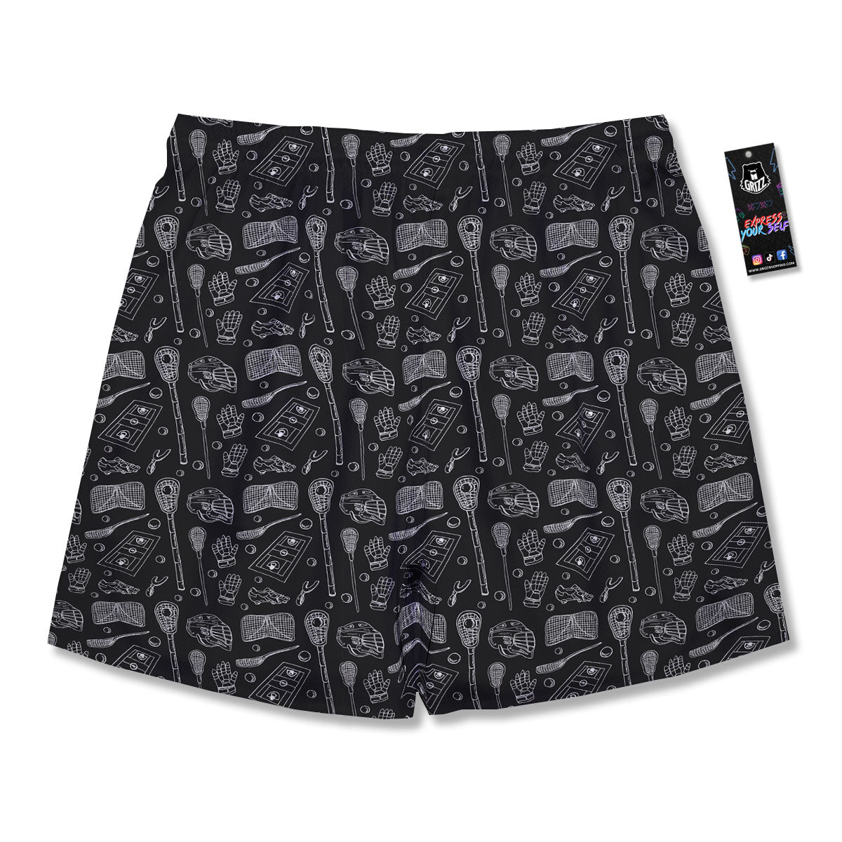 Lacrosse Doodle Print Pattern Men's Running Shorts-grizzshop
