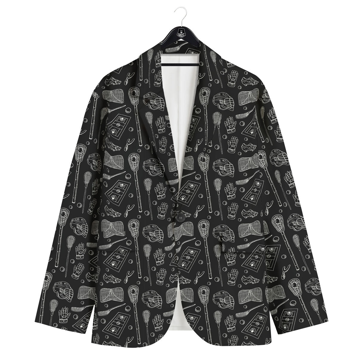 Lacrosse Doodle Print Pattern Men's Sport Coat-grizzshop