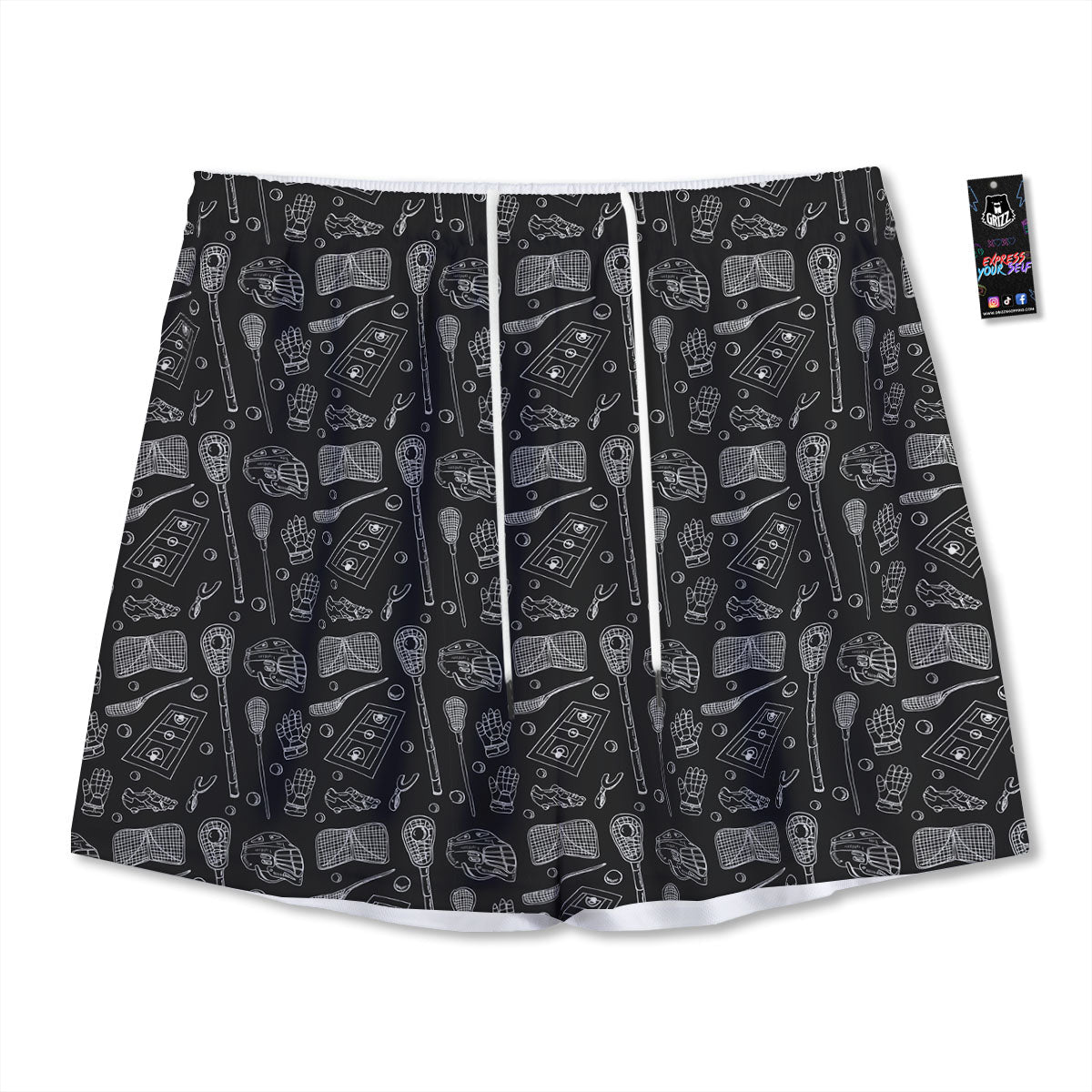 Lacrosse Doodle Print Pattern Mesh Shorts