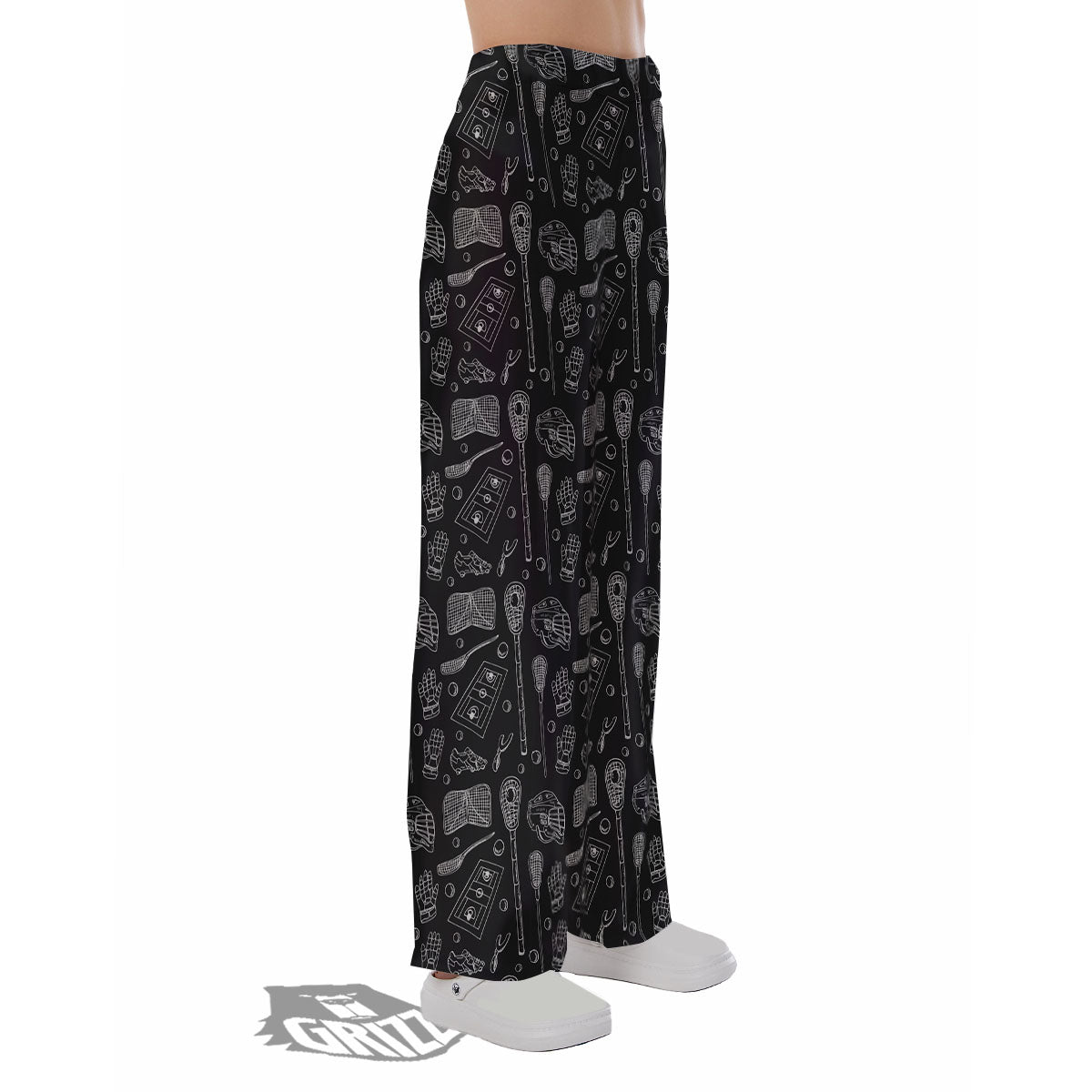 Lacrosse Doodle Print Pattern Pajama Pants-grizzshop