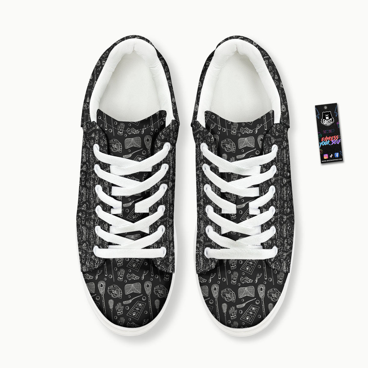 Lacrosse Doodle Print Pattern Platform Shoes-grizzshop