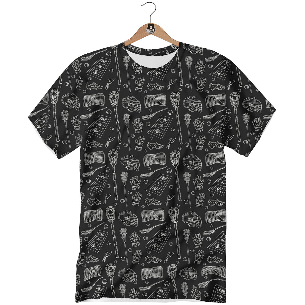 Lacrosse Doodle Print Pattern T-Shirt-grizzshop