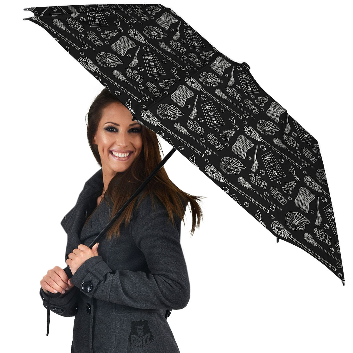 Lacrosse Doodle Print Pattern Umbrella-grizzshop