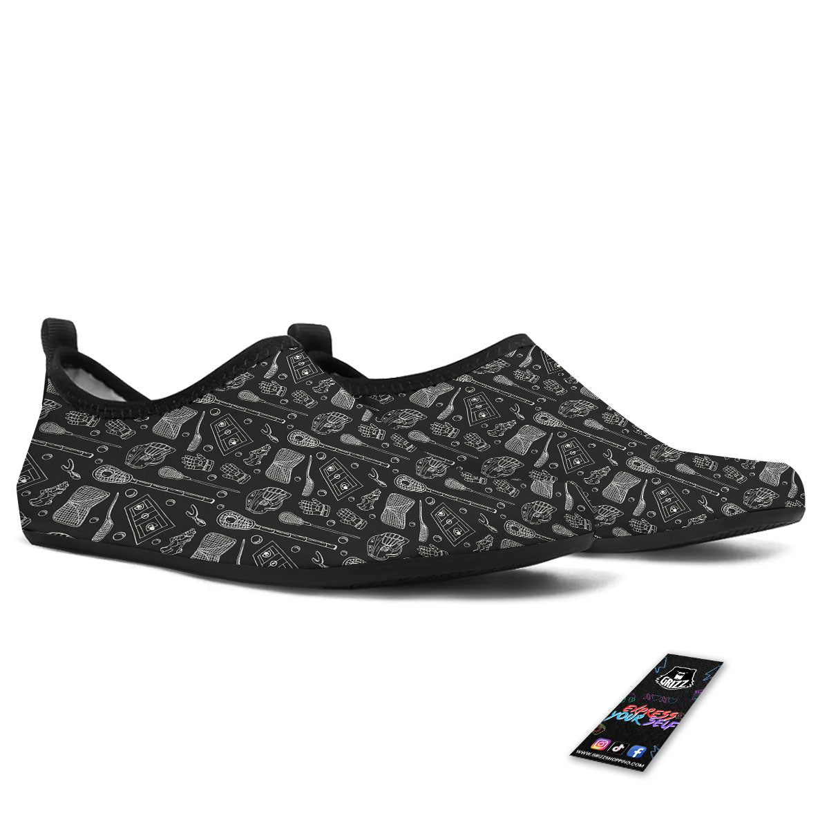 Lacrosse Doodle Print Pattern Water Shoes-grizzshop