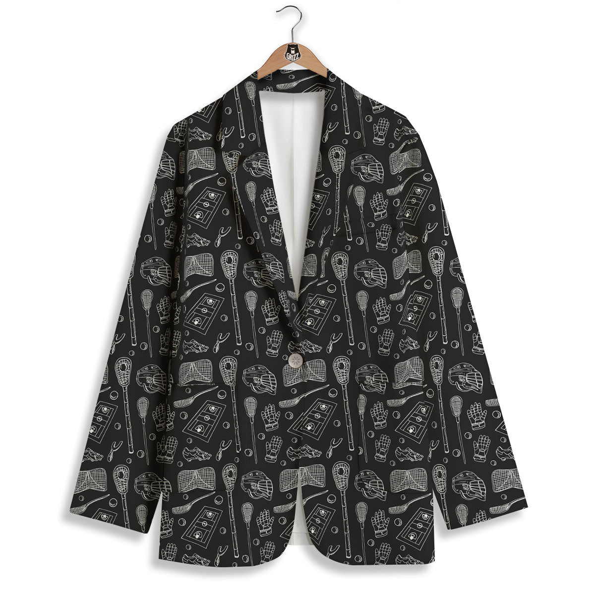 Lacrosse Doodle Print Pattern Women's Blazer-grizzshop