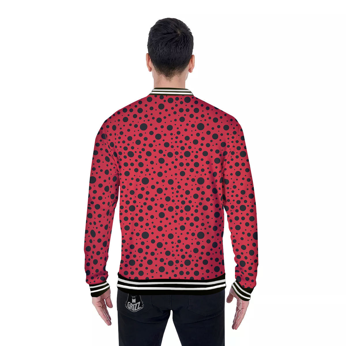 Ladybird Black Spots Print Pattern Baseball Jacket-grizzshop