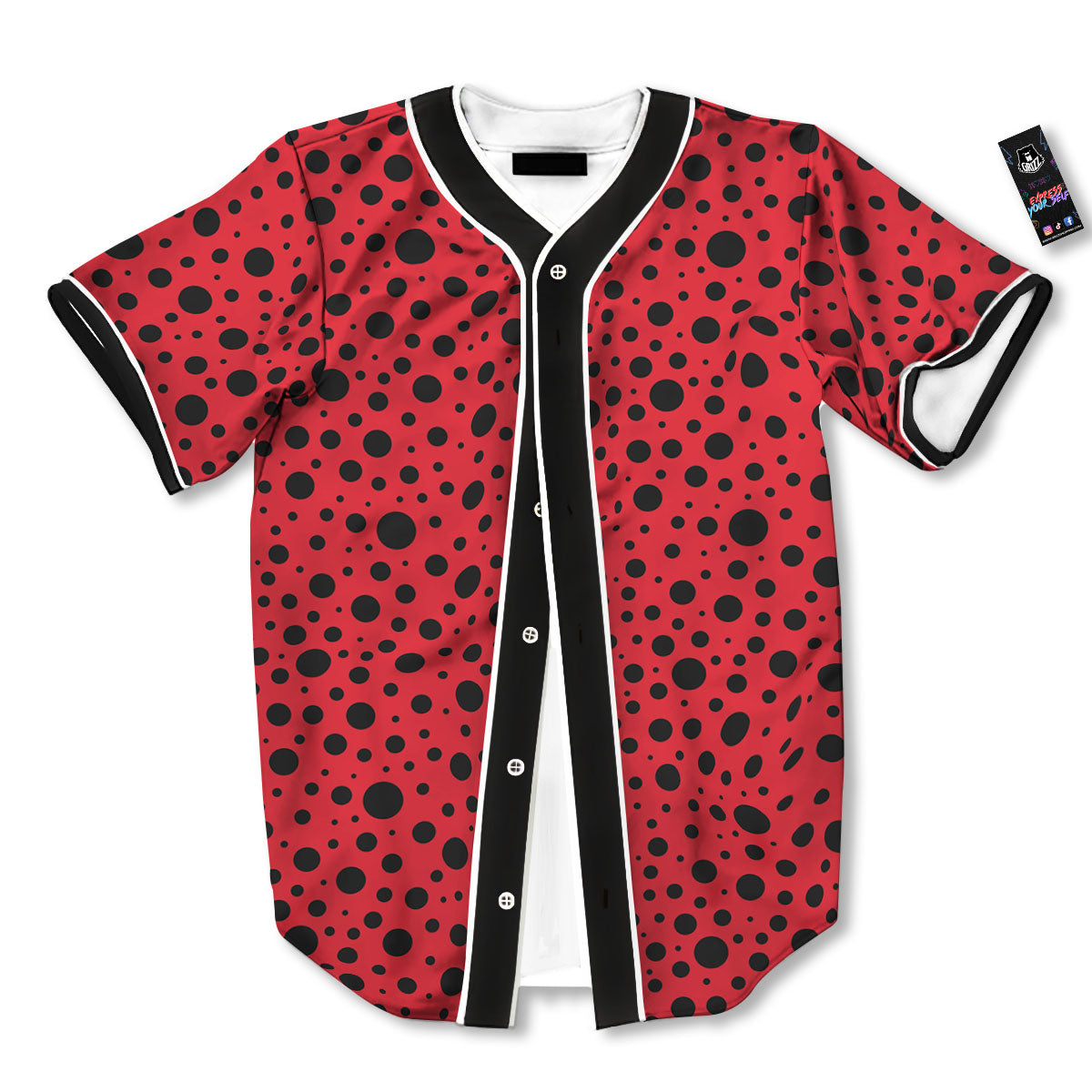 Ladybird Black Spots Print Pattern Baseball Jersey-grizzshop