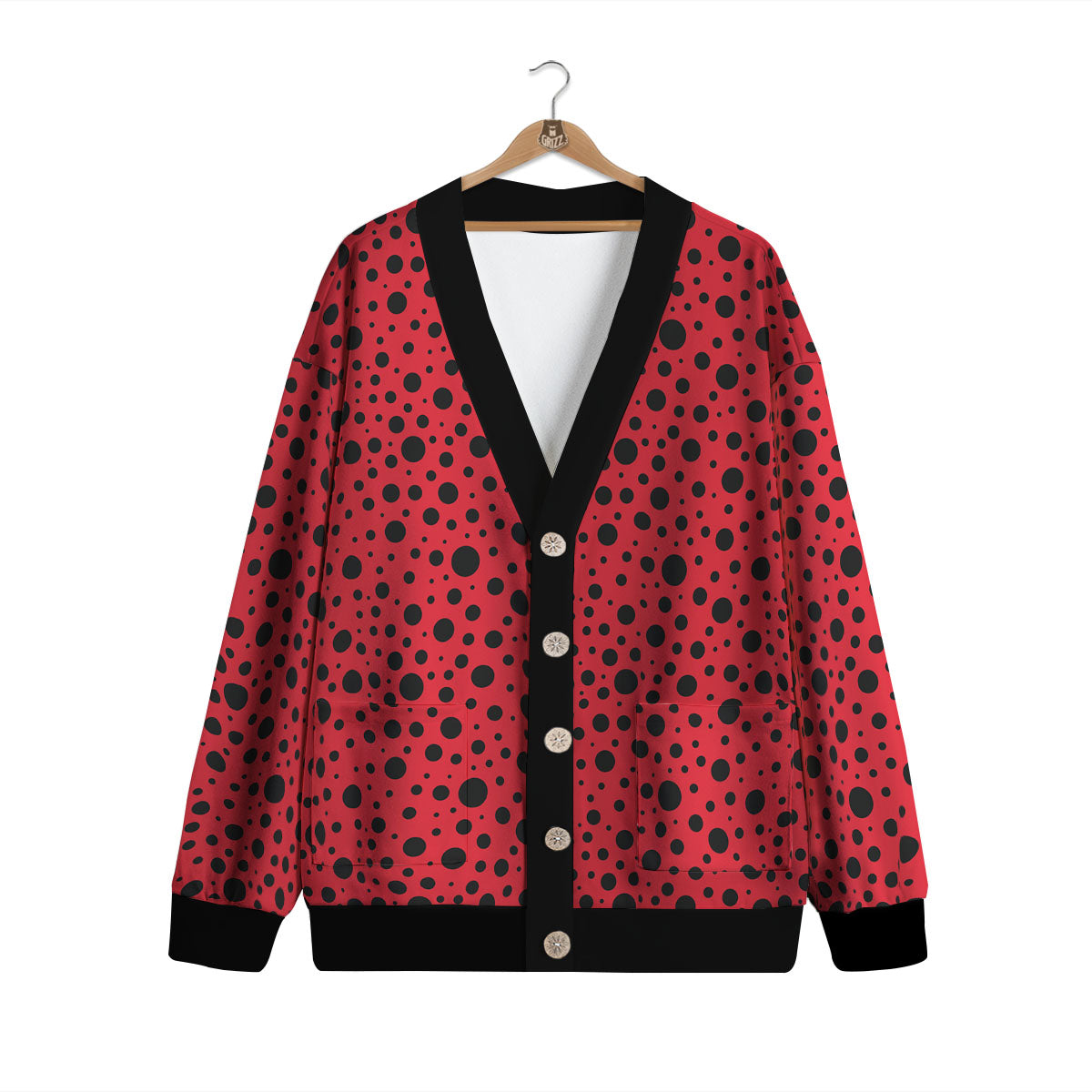 Ladybird Black Spots Print Pattern Cardigan-grizzshop