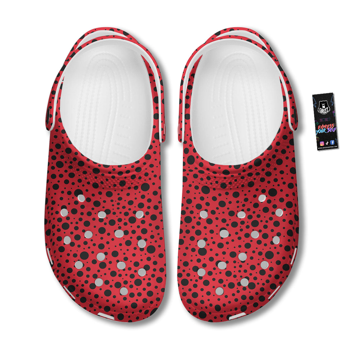 Ladybird Black Spots Print Pattern Clog-grizzshop
