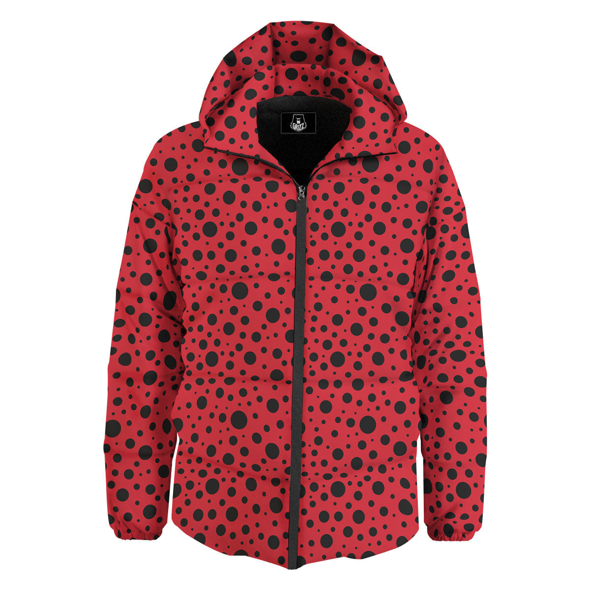 Ladybird Black Spots Print Pattern Down Jacket-grizzshop