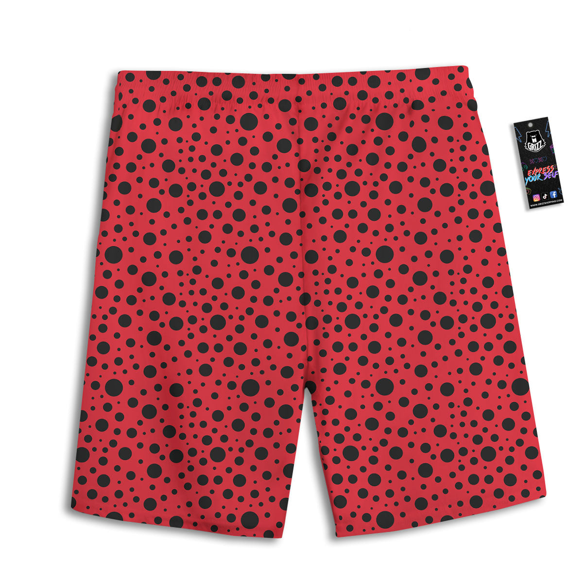 Ladybird Black Spots Print Pattern Men's Athletic Shorts