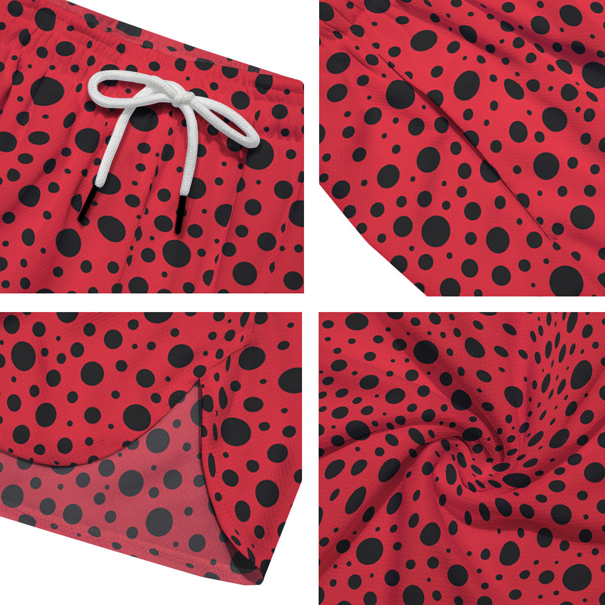 Ladybird Black Spots Print Pattern Men's Running Shorts-grizzshop