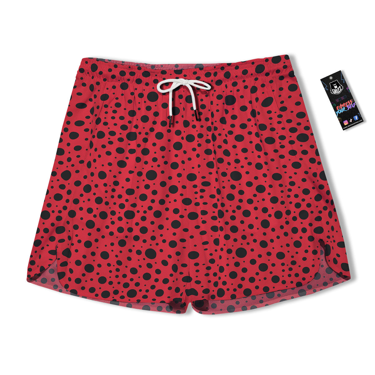 Ladybird Black Spots Print Pattern Men's Running Shorts-grizzshop