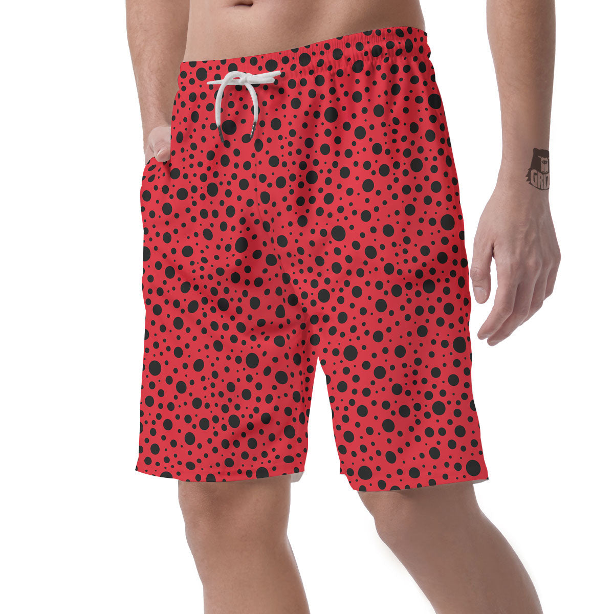 Ladybird Black Spots Print Pattern Men's Shorts-grizzshop