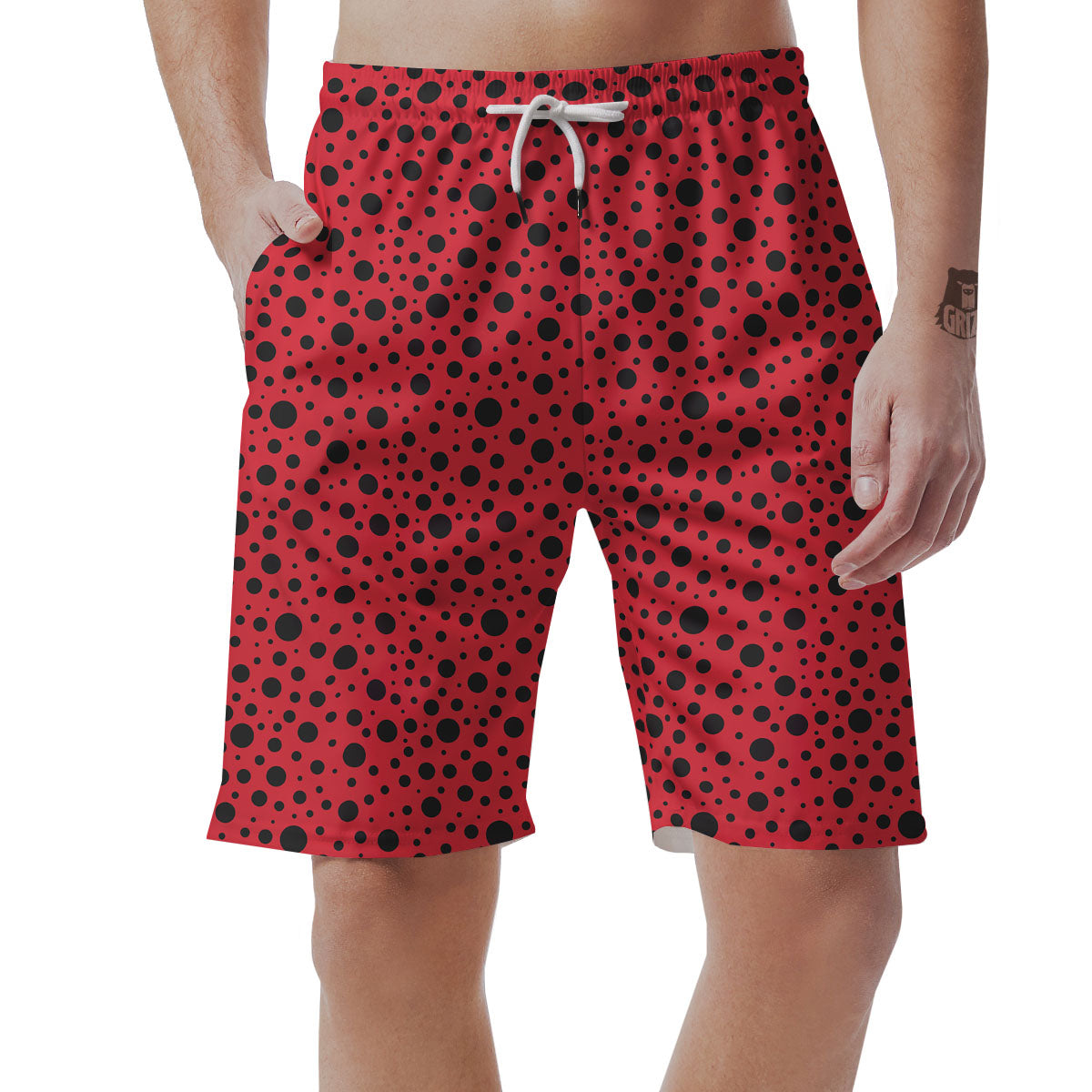 Ladybird Black Spots Print Pattern Men's Shorts-grizzshop