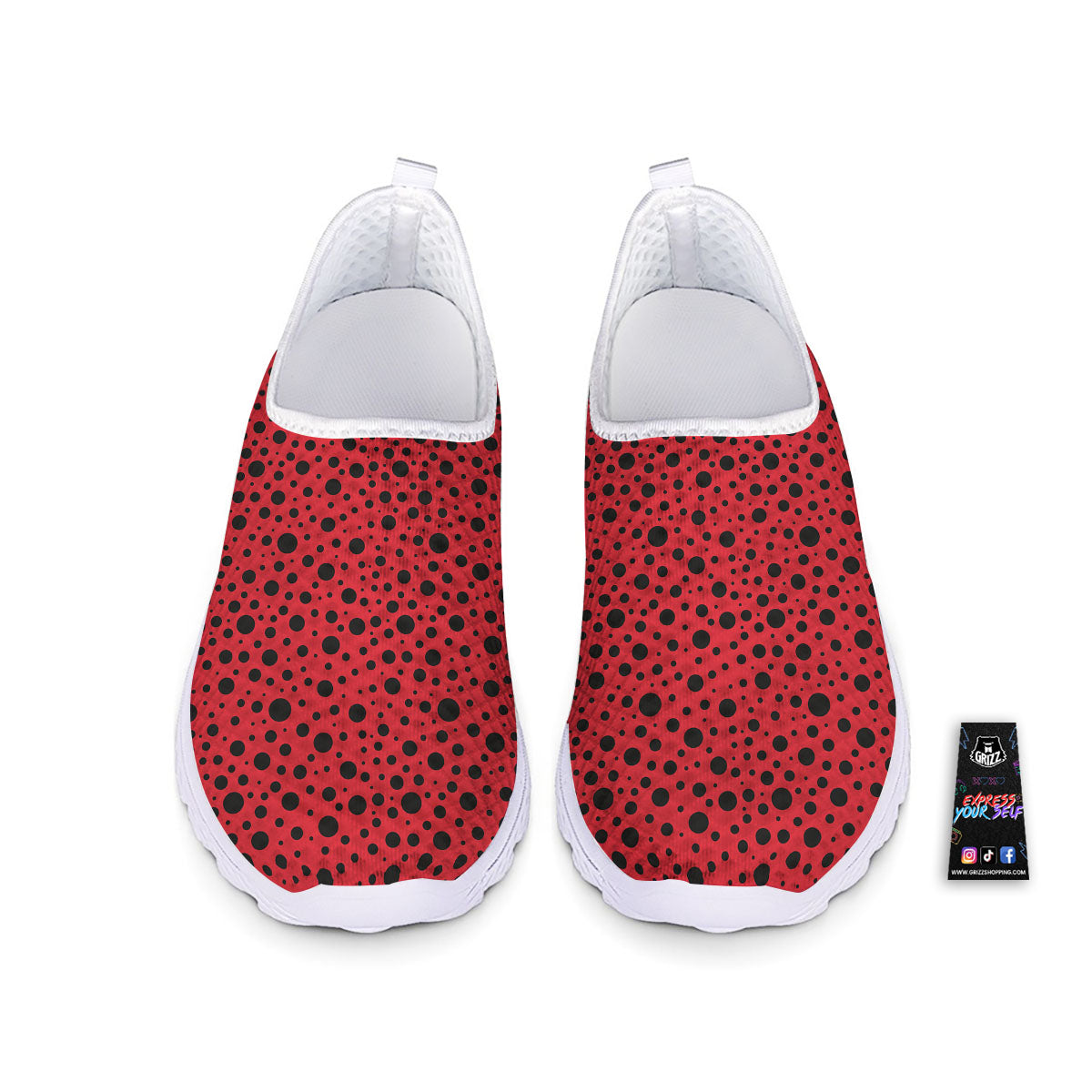 Ladybird Black Spots Print Pattern Nurse Shoes-grizzshop