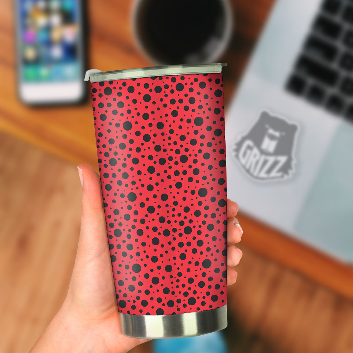 Ladybird Black Spots Print Pattern Tumbler-grizzshop