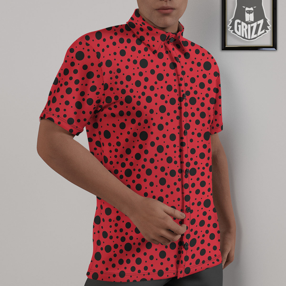 Ladybird Black Spots Print Pattern Untucked Shirts-grizzshop