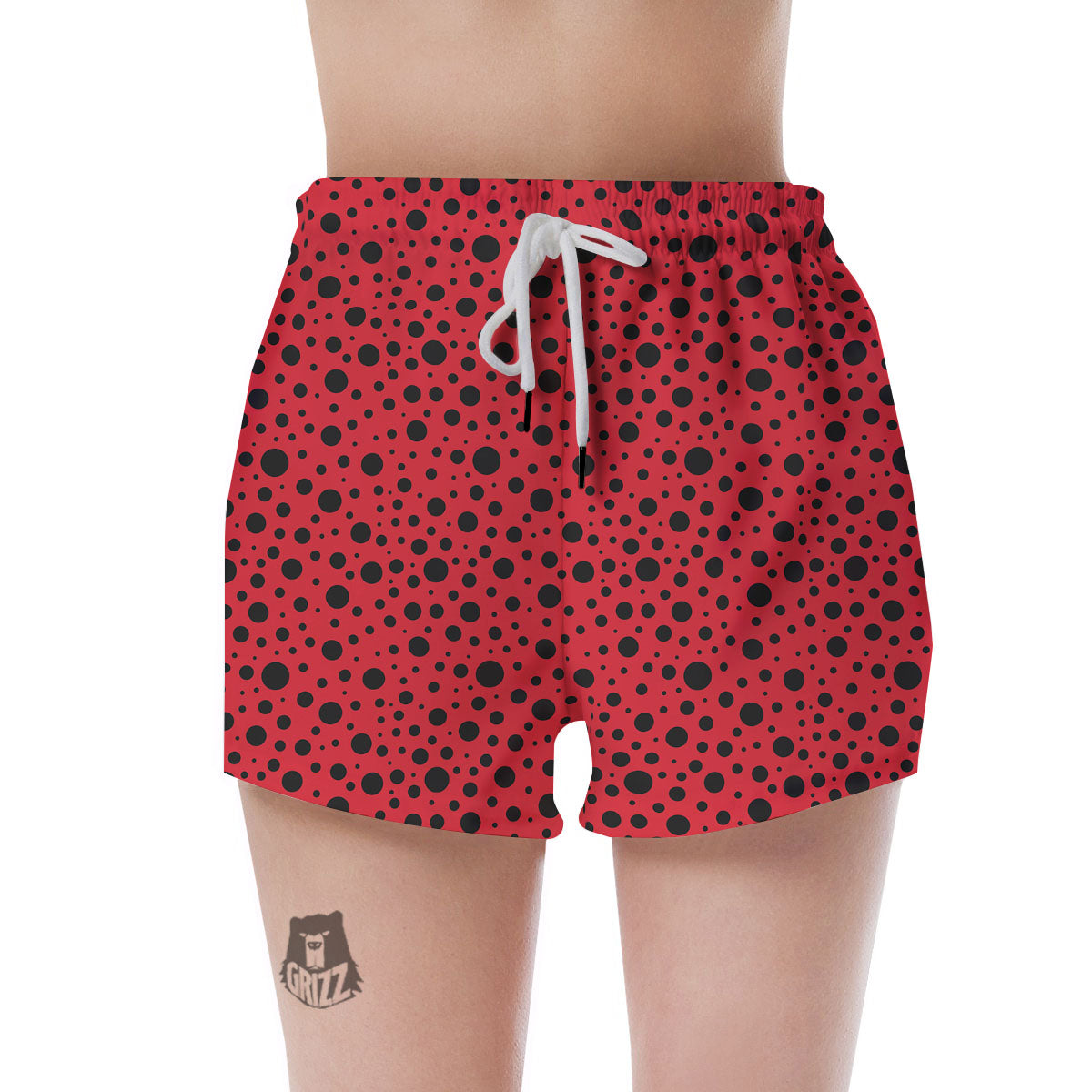 Ladybird Black Spots Print Pattern Women's Shorts-grizzshop