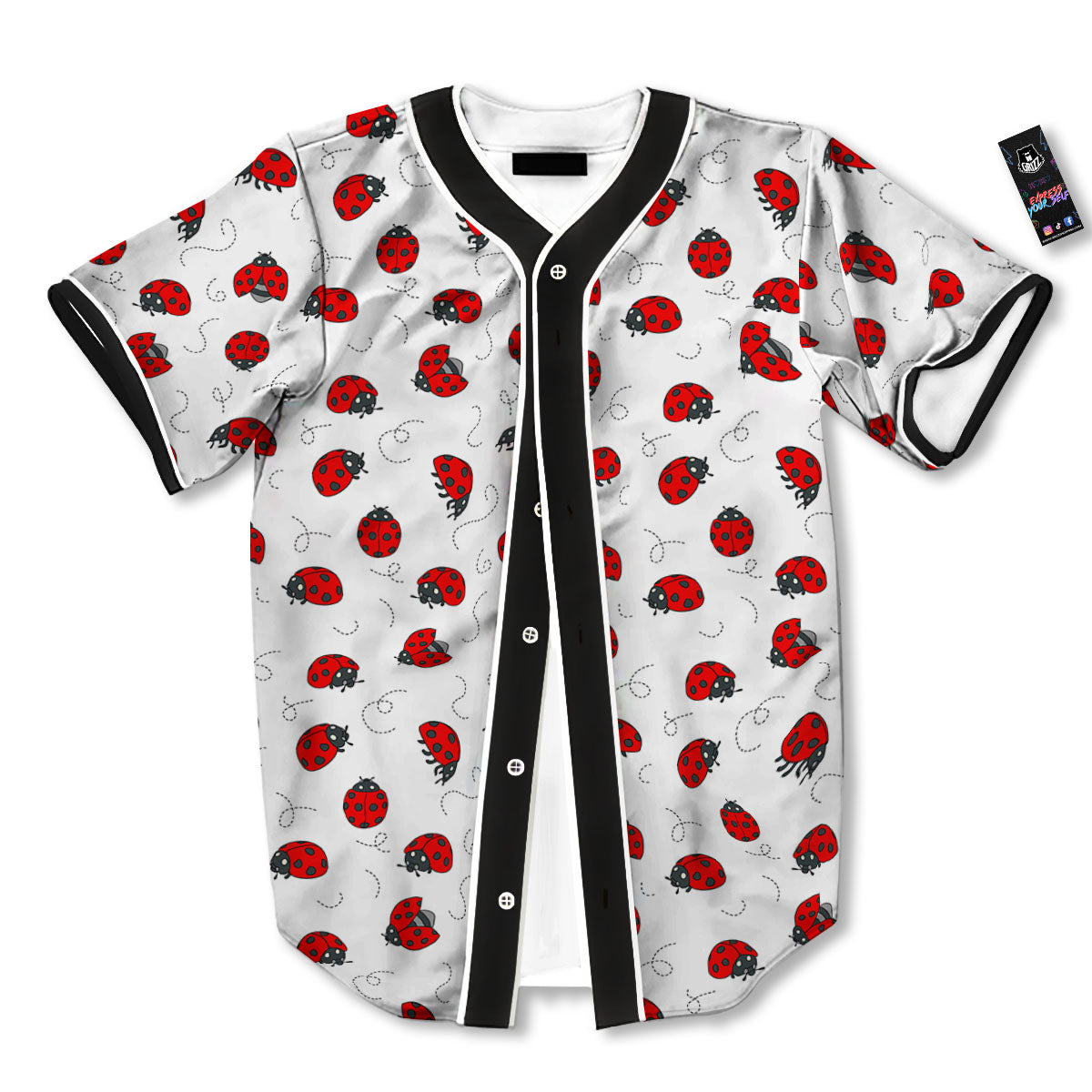 Ladybird Cartoon Print Pattern Baseball Jersey-grizzshop