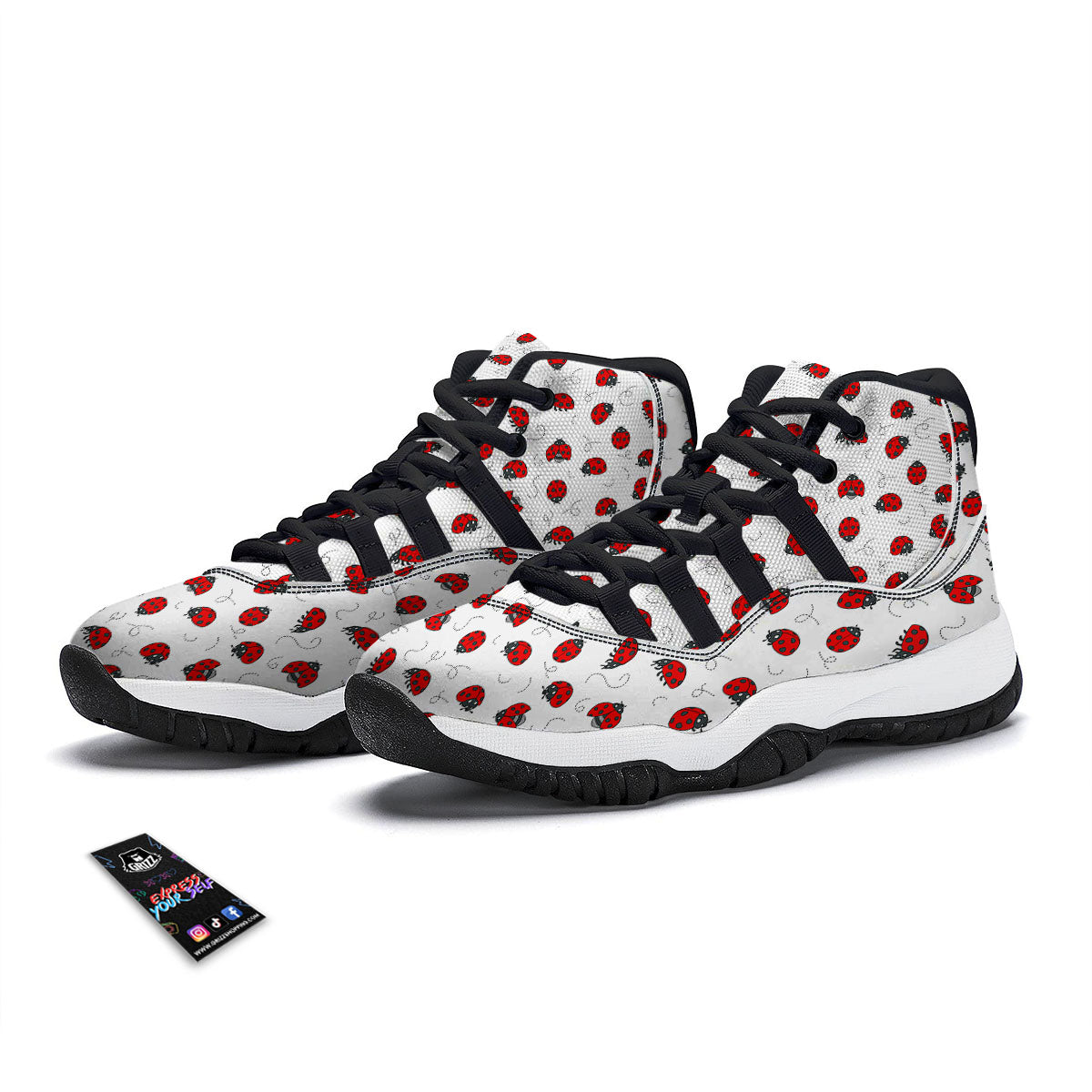 Ladybird Cartoon Print Pattern Black Bball Shoes-grizzshop