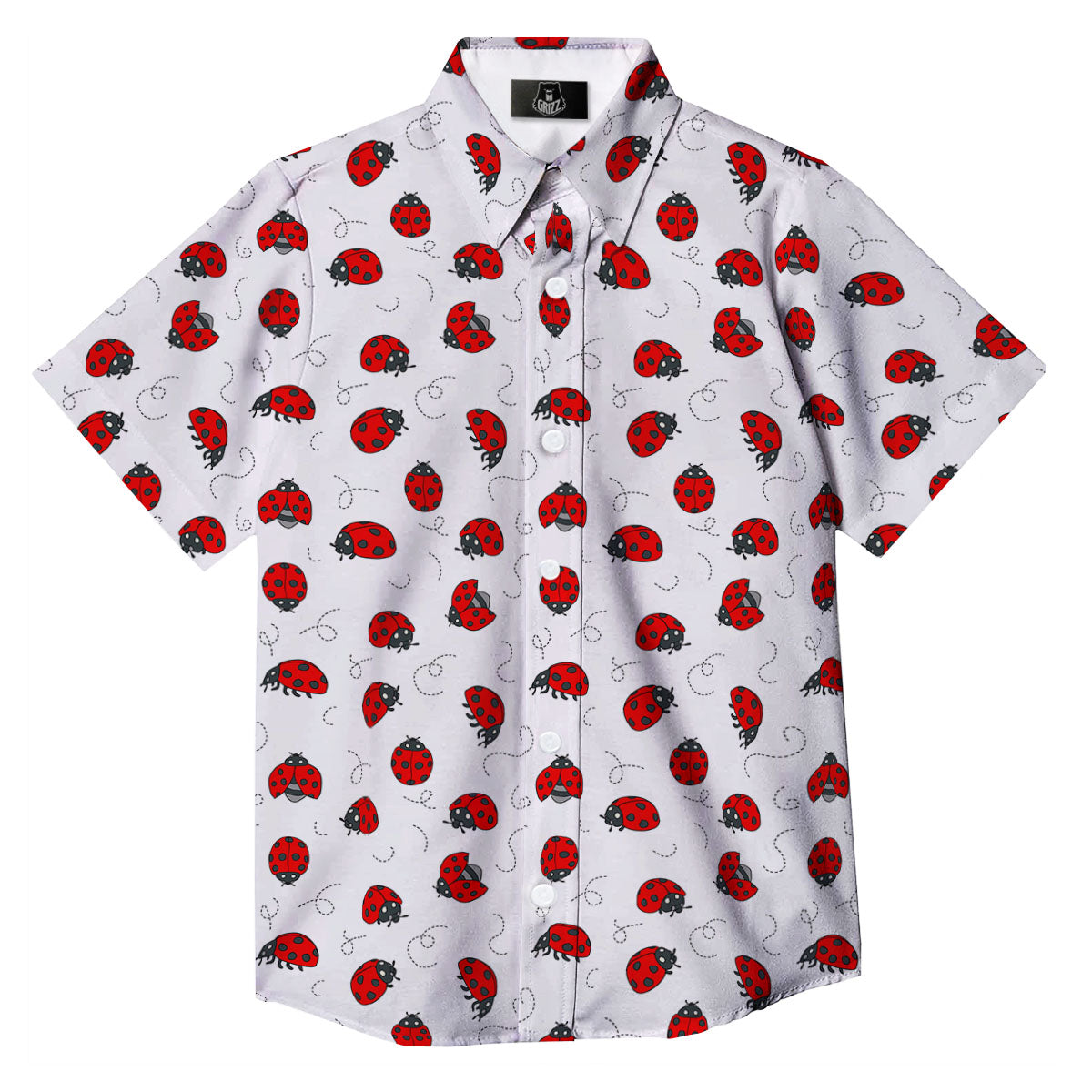 Ladybird Cartoon Print Pattern Button Up Shirt-grizzshop