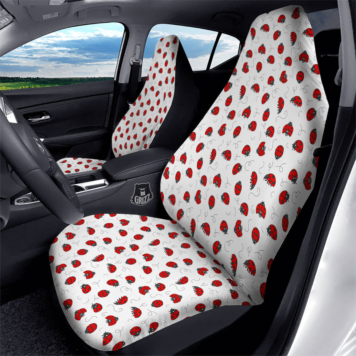 Ladybird Cartoon Print Pattern Car Seat Covers-grizzshop