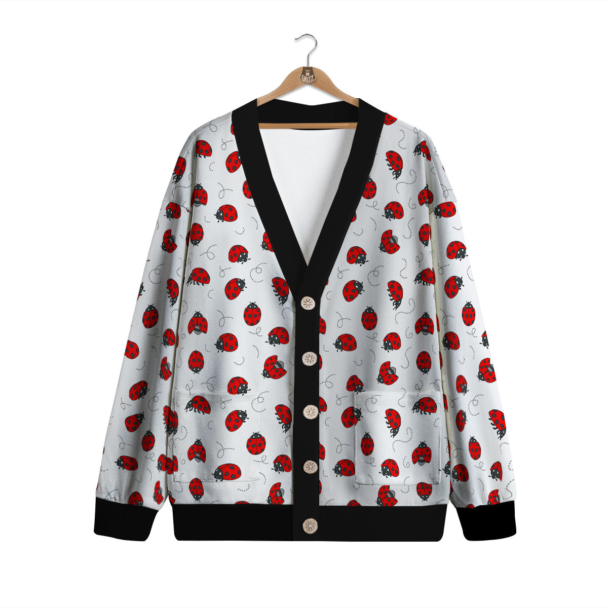Ladybird Cartoon Print Pattern Cardigan-grizzshop